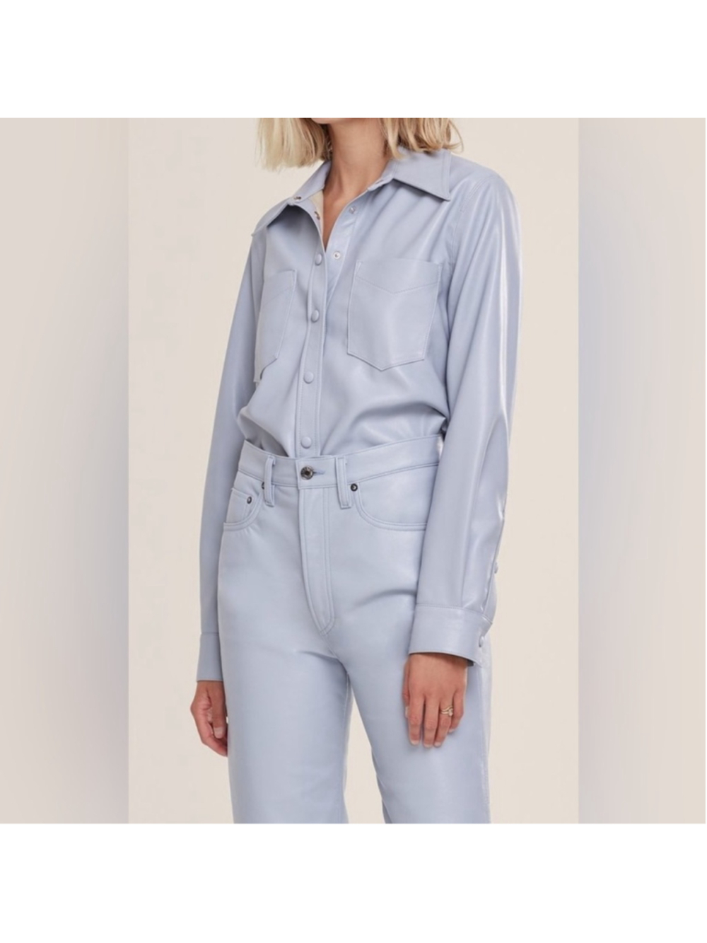 AGOLDE Paloma Vegan Leather Button Down Shirt